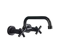 Faucet/Tap,Industrial Pot Filler Wall Mount Brass Black Sink Faucet Rotatable Tap 2 Handle Cold and Hot Kitchen Mixer Tap,24CM.