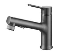 faucets Robinet de salle bain avec douchette extractible, mitigeur lavabo monocommande for eau chaude et froide, en laiton chromé brossé doré(Gunmetal Gray)