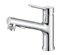 faucets Robinet de salle bain avec douchette extractible, mitigeur lavabo monocommande for eau chaude et froide, en laiton chromé brossé doré(Chrome Plated)
