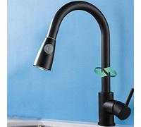 faucets with Pull Out Spray Sink Brass Telescopic Hot and Cold Swivel Single Hole Kitchen Mixer Faucet-White (Color : Black) Drinking Water Faucet