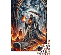 Faucheur Cathédrale Gothique Puzzle 1000 Pièces Puzzle pour Adultes Scène Nocturne Détente Convivialité Décoration Cadeau 52x38cm/1000pcs