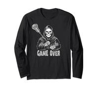 Faucheuse de Crosse - Crâne effrayante Amusante sur bâton de lax Manche Longue