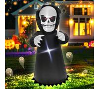 Faucheuse gonflable d'Halloween de 1,2 m avec lumières LED intégrées - Figurine fantôme flottante effrayante, décoration d'Halloween extérieure pour jardin, fête, imperméable et facile à gonfler