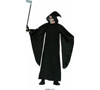 Faucheuse Halloween Cape Capuche Costume Horreur Figure Sombre messager de la mort Robe de soirée Apparence sombre Manteau effrayant, Taille : 54 - 56 (XL) Couleur : Noir
