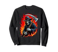Faucheuse Pompier, Pompier, crâne et Flammes Sweatshirt