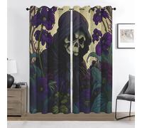 Faucheuse Rideau Occultant Fleur Violet Isolation Thermique avec Oeillets Rideaux pour Chambre Enfant Adulte Cuisine Salon Intérieurs Décoration 2 Panneaux L117 x H183 cm X258y