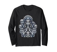 Faucheuse Santa Muerte Manche Longue, Unisexe pour Adultes, Noir, M