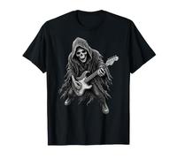 Faucheuse Squelette d'halloween Jouant de la Musique électrique T-Shirt