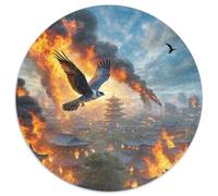 Faucon à Ailes de feu 1000 Pièces Jigsaw Puzzles Art Puzzle Circulaire pour Adultes Et Enfants Encastrement Parfait Jeu D'Intelligence De l'art De La DécoRat ION Moderne 1000pcs