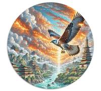 Faucon à Ailes de feu 1000 Pièces Jigsaw Puzzles Art Puzzle Circulaire pour Enfants Décompression Jeu D'Intelligence De l'art De La DécoRat ION Moderne 1000pcs (67.5x67.5cm)