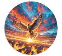 Faucon à Ailes de feu 1000 Pièces Puzzles Classiques Art Puzzle Rond pour Adultes Et Enfants Décompression Jeu D'Intelligence De l'art De La DécoRat ION Moderne 1000pcs (67.5x67.