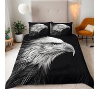 Faucon Pèlerin Housse de Couette 3 Pièces 240x260 cm avec 2 Taie Oreillers 65x65 cm Microfibre Super Douce - Dessin Au Trait Noir Et Blanc Imprimé 3D Haute Définition,Parfait pour Adultes et Enfants