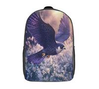 Faucon pèlerin Scolaire Cartable À Dos Enfant École Fille Cartable Garçon Collége Sac Voyage Planer au-dessus d'un champ d'orchidées Léger D'école Sacs Scolaires Pour Poche Cachée Sur Le Côté 17inch