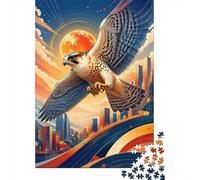 Faucon Ville Soleil Puzzle, 1000 Pièces pour Adultes Haute Qualité | 70x50cm Carton, Exercice Cérébral, Découpe Précise, Amateurs De Puzzles, Réduction Du Stress
