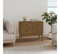 faucqel Armoire console marron miel 90 x 40 x 78 cm en pin massif avec 4 tiroirs, armoire d'appoint pour salon, chambre à coucher, couloir, buffet avec espace de rangement et support mural stable