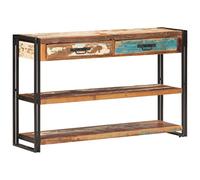 faucqel Buffet 120 x 30 x 75 cm en bois massif recy vec cadre en fer revêtu par pulvérisation, meuble de salon fait à la main avec 2 tiroirs, étagères et dessus robuste, polyvalent