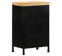 faucqel Buffet en bois de manguier brut avec cadre en fer revêtu par pulvérisation 47 x 35 x 76 cm, commode salon avec 3 tiroirs, armoire d'appoint de style industriel pour couloir et salle à manger