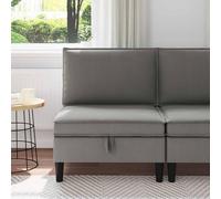 faucqel Canapé central avec espace de rangement, velours gris foncé, 70 x 70 x 82 cm, ergonomique rembourré avec mousse, canapé moderne pour salon, matériau durable, entretien facile
