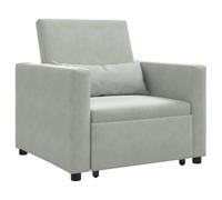 faucqel Canapé-lit extensible simple avec roues, gris clair, velours, 90 x 165 x 87 cm, convertible 3 en 1, pour salon, chambre à coucher, avec dossier réglable, fauteuil confortable