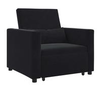faucqel Canapé-lit extensible simple avec roues, noir, velours, 90 x 165 cm, 3 en 1, convertible en fauteuil de salon, fauteuil de relaxation, fauteuil de salon pour chambre à coucher et invités