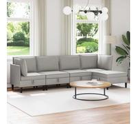 faucqel Ensemble de salon 5 pièces en tissu gris clair, canapé d'angle avec 2 canapés centraux et tabourets, canapé moderne de salon, canapé-lit, canapé modulaire avec cadre en contreplaqué robuste et