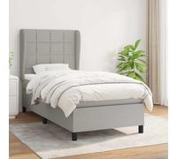 faucqel Lit à sommier tapissier avec matelas, gris clair, 80 x 200 cm, tissu rembourré, avec tête de lit réglable, cadre de lit en bois de mélèze, convient comme lit pour adolescent ou chambre à