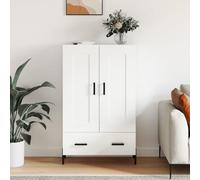 faucqel Meuble haut blanc brillant 69,5 x 31 x 115 cm en bois avec beaucoup d'espace de rangement pour salon, couloir, salle à manger et chambre à coucher, buffet stable avec support mural pour un
