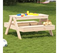 faucqel Table de pique-nique pour enfants, en pin massif, 88 x 97 x 52 cm, robuste, stable, pour jardin, extérieur, terrasse, jeu, table à manger, polyvalente, peu encombrante