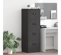 Faucqir Armoire de classement noire en acier laminé à froid 45,5 x 42 x 139 cm avec 4 tiroirs et serrures à came, espace de rangement robuste pour bureau, salon, chambre à coucher