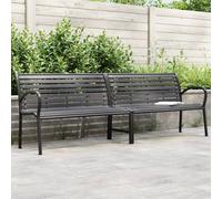 Faucqir Banc de jardin double noir 231 cm en acier WPC pour extérieur, balcon, terrasse, mobilier de jardin avec dossier et accoudoirs pour une assise confortable