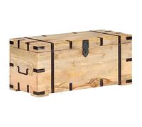 Faucqir Coffre en bois de manguier massif 90 x 40 x 40 cm avec finition naturelle, coffre de rangement et coffre avec couvercle, boîte pratique pour couloir, salon, chambre à coucher, balcon, terrasse