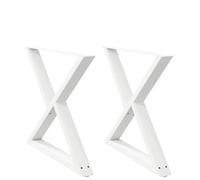 Faucqir Lot de 2 pieds de table à manger blancs 90 x (72-73,3) cm en acier avec niveleurs réglables en plastique pour table à manger, bureau, construction de meubles, pied, fixation et plaque de