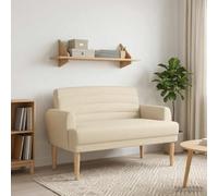 Faucqir Loveseat 2 places avec boutonnière en tissu crème, 116 x 67 x 80 cm, banc rembourré avec assise douce, cadre en bois stable, idéal pour salon, chambre à coucher, couloir, salle à manger, banc