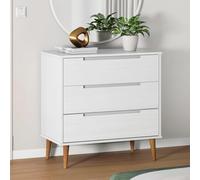 Faucqir Molde Commode en bois massif de pin avec vernis UV, style scandinave, spacieuse, stable, idéale pour salon, chambre à coucher, couloir, salle à manger, bureau - Blanc - 80 x 40 x 80 cm