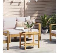 Faucqir Öl-Natur Table d'appoint en bois d'acacia massif 50 x 35 x 45 cm avec compartiment de rangement et étagère, résistante aux intempéries pour salon, terrasse, salon et couloir, table de canapé