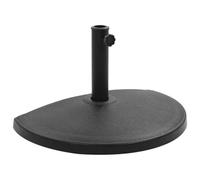 Faucqir Pied de parasol semi-circulaire 15 kg en polyrésine noire avec boulons de verrouillage, adaptateur pour mâts de 38 et 48 mm, base de parasol résistante aux intempéries pour terrasse, jardin