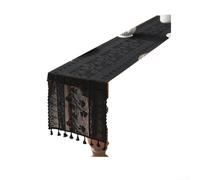 Fauhapyway Bande de Table en Maille Polyester 30x180cm Décorative(Black 11.81*59.06 inch)