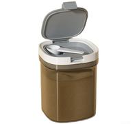 Fauhapyway Bocal de rangement hermétique à plusieurs compartiments pour le thé, le sucre, la poussière - Porte-cuillère intégré Gris 12,3 x 12 x 10 cm (1300 ml)