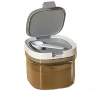 Fauhapyway Bocal de rangement hermétique à plusieurs compartiments pour le thé, le sucre, la poussière - Porte-cuillère intégré Gris 12,3 x 12 x 10 cm (800 ml)