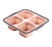 Fauhapyway Boîte à déjeuner pliable à 4 compartiments pour micro-ondes Rose | Quatre sections séparées, garde les aliments organisés, empêche le mélange, idéal pour les boîtes à déjeuner