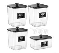 Fauhapyway Boîte Rangement Lessive PET 4 Couvercle pour bois Boîte Rangement