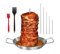 Fauhapyway Brochette Verticale 8 Pour Shawarma Brochette Verticale 8 Pour | Design vertical stable, 5 longueurs de pics, compatible four et grill, base anti-dégouttement incluse