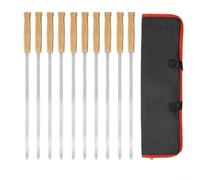 Fauhapyway Brochettes BBQ Plates Acier pour bois 44cm Brochettes BBQ Plates | Design plat empêche rotation aliments, acier , pour bois isolante, pour idéal côtes poisson