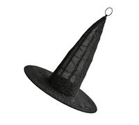 Fauhapyway Chapeau de sorcière en PVC noir avec sangle réglable 30 cm | Lumières LED intégrées, effet lueur fascinante, activation à un bouton, taille de 30 cm, indispensable pour une fête