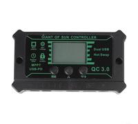Fauhapyway Contrôleur de charge solaire double port USB et écran LCD CC pour batteries Li-ion Ni-MH au plomb (60 A)
