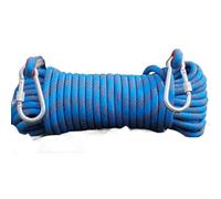 Fauhapyway Corde de sécurité 10 mm, corde d'escalade statique avec 2 mousquetons pour sauvetage en extérieur, descente en polyester (10 m, bleu)