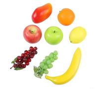 Fauhapyway Décoration Intérieure Fruits Simulés 8pcs Variétés | Variété assortie, citron, banane, raisin, mangue, parfait vitrine, boulangerie, marché