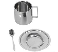 Fauhapyway Ensemble Tasse pour espresso Acier Inoxydable Isolée Thermique | pour Double paroi isolante, garde chaud/froid, incluse soucoupe et cuillère, acier inoxydable 304, design élégant