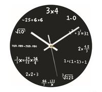 Fauhapyway Horloge murale moderne en plastique avec équation mathématique 30 cm, fonctionne à piles, design unique pour enseignants, étudiants, salon (3 x 4 fond noir)