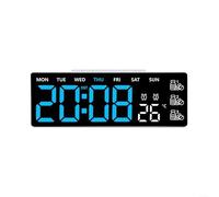Fauhapyway Horloge murale numérique avec télécommande, grand écran LED affichant l'heure/la température/la date, luminosité automatique, 12/24 heures pour chambre à coucher, bureau (I)